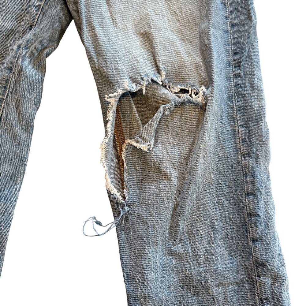 Madewell Perfect Vintage Crop Jeans With Distressed Knee & Raw Hem Size 32 - Picture 2 of 9